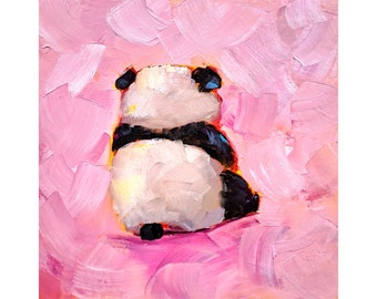 Panda Jungtier Malerei Baby Tiere Original Kunst Panda Jungtier Kunstwerk Bär Wandkunst