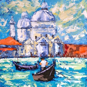 Venice Painting Italy Original Art Gondola Impasto Oil Painting CityScape Artwork by ArtSenya