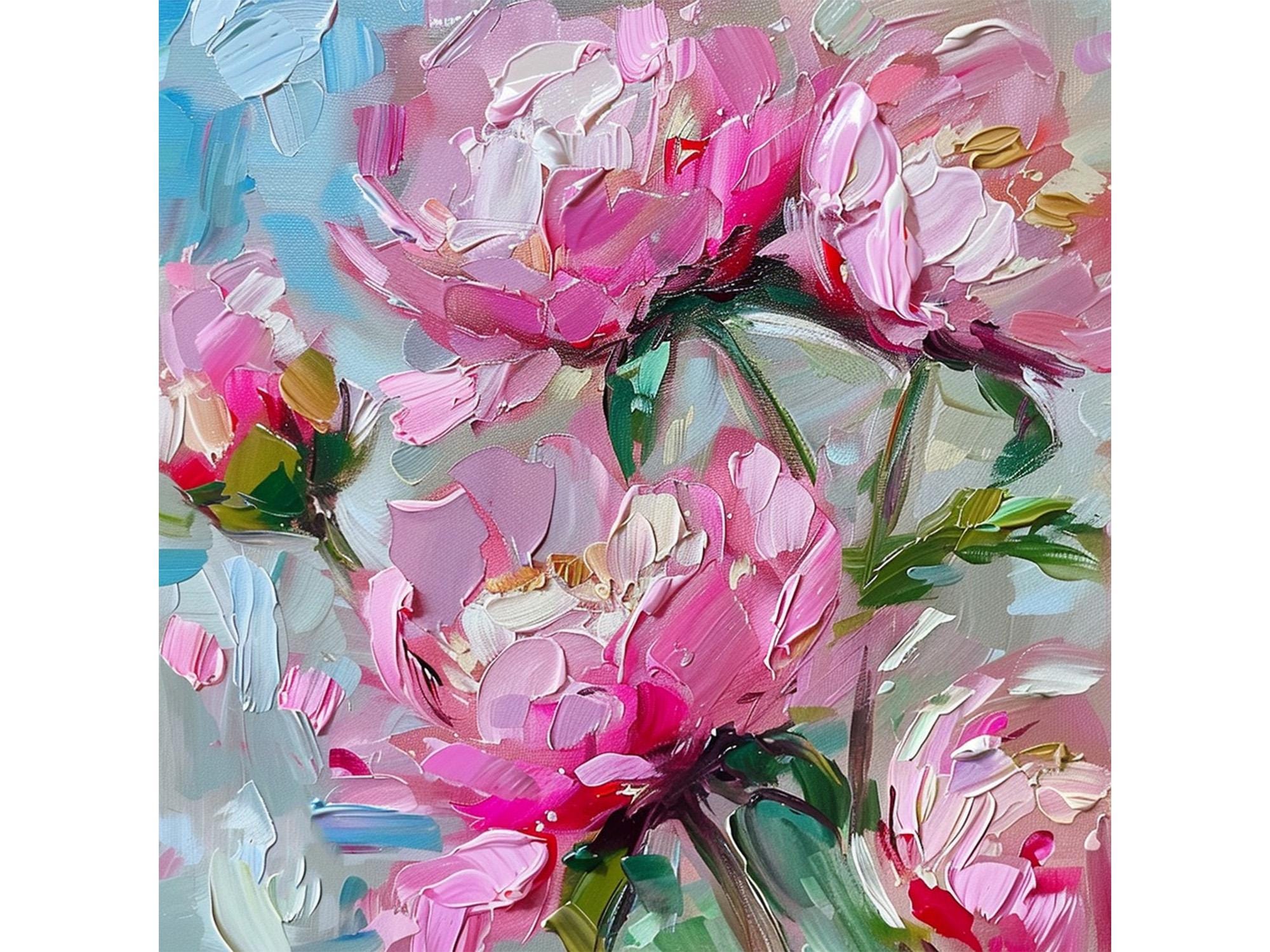 Pink Peonies Hand Painted Oil Painting Flowers Canvas Original Fine Art ...