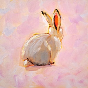 Hase Malerei Kaninchen Original Kunst Tier Ölgemälde Haustier Wandkunst