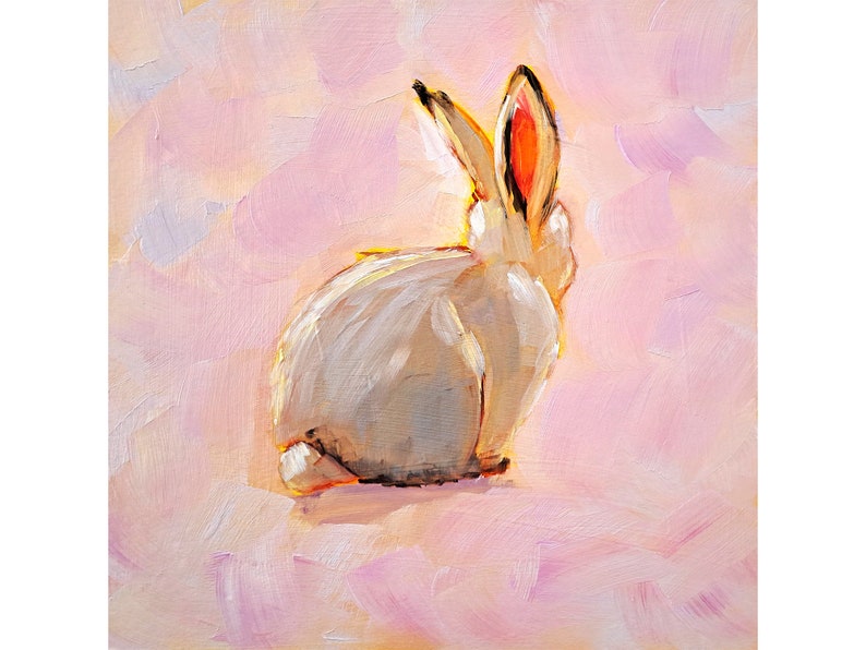 Bunny Painting: Rabbit Original Art Animal Oil Painting Pet Portrait Wall Art