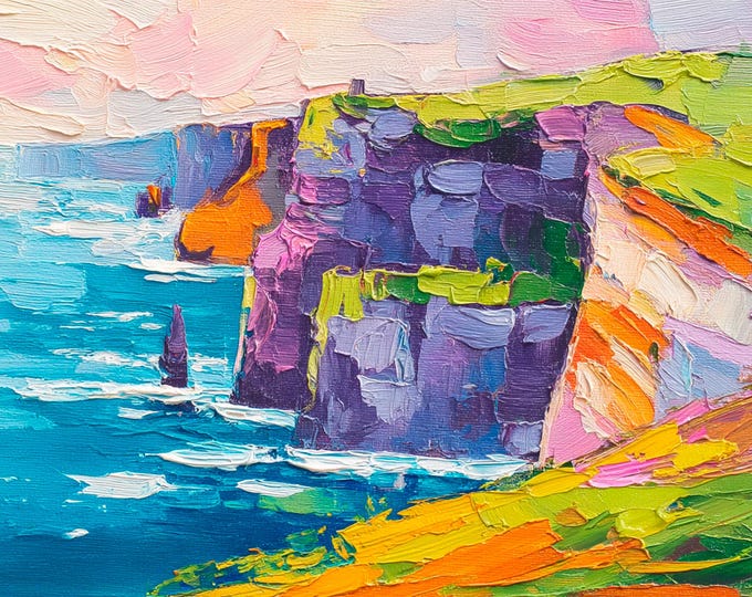 Cliffs of Moher Painting Irish Landscape Oil Painting Ireland Original ...
