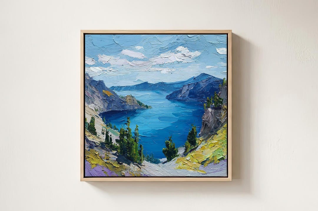 Crater Lake Original Oil Painting Mountain Lake Wall Art Oregon ...