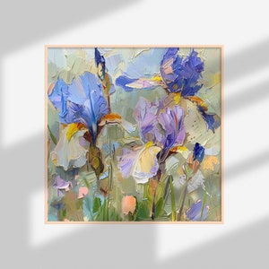 Iris Painting Meadow Flowers Original Impasto Art Floral Artwork ...