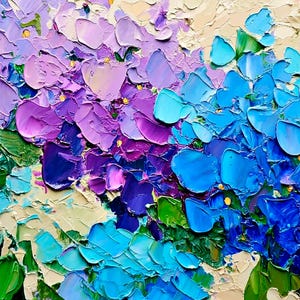 Hydrangea Flowers Impasto Oil Painting Floral Original Artwork Flowers Textured Wall Art Gift for Her by ArtSenya