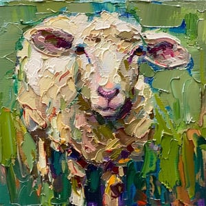 Schafe Leinwand Original Fine Art Tiere auf dem Bauernhof Impasto Ölgemälde Rustikale Wand Kunst Kinderzimmer Dekor Geschenke von ArtSenya