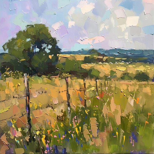 Ireland Landscape Painting: Original Oil Canvas Art, Country Lane