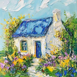 Irische Landhaus Malerei Auf Große Leinwand Irland Original Leinwand Fine Art Irish House Impasto Kunstwerk by ArtSenya