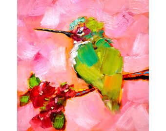 Kolibri Malerei Vogel Original Kunst Tiere Kunstwerk 10 "by 10"