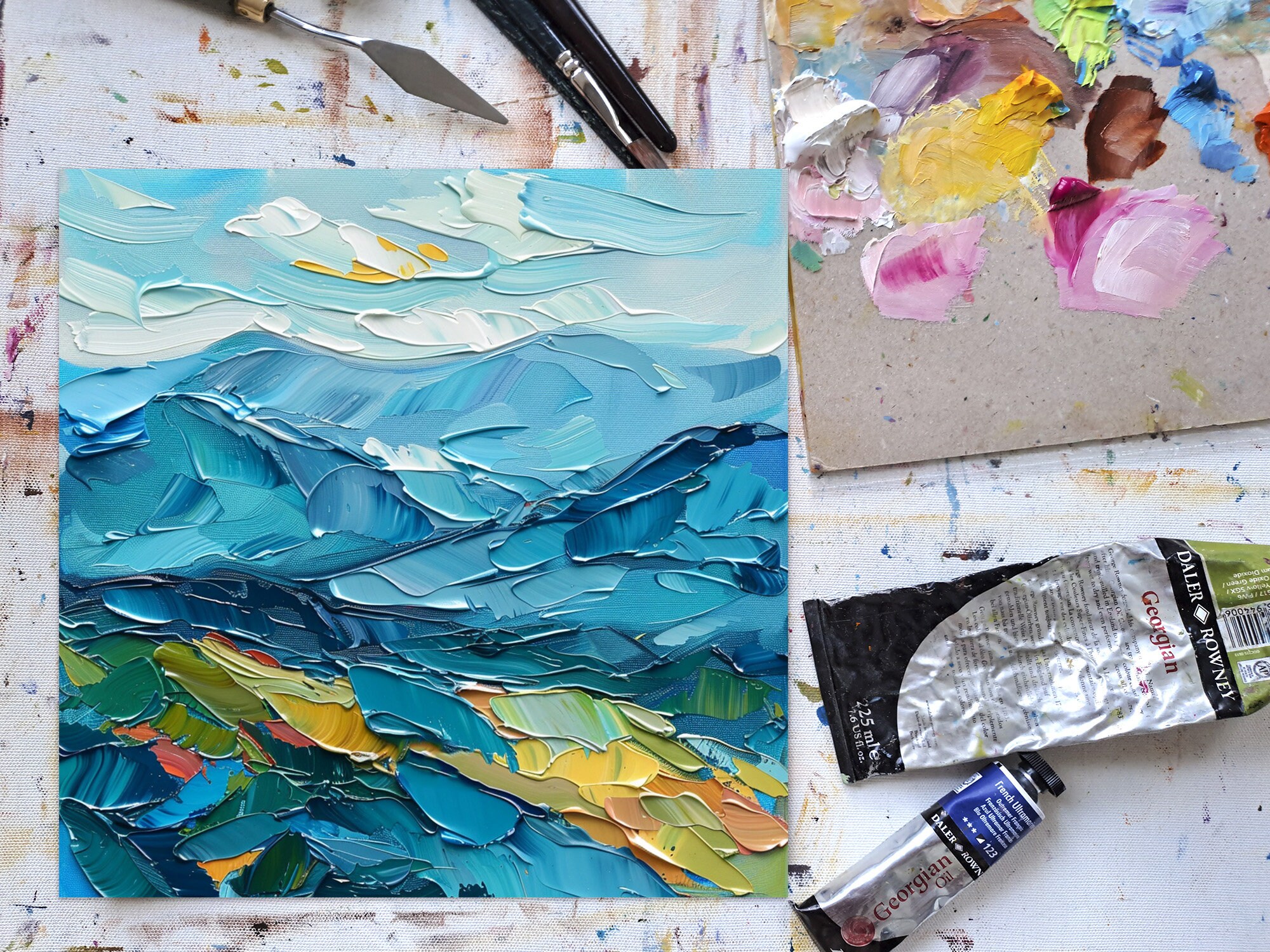 Paint Ridges Blue Ridge Mountains Oil Painting Carolina Landscape Impasto Original ...