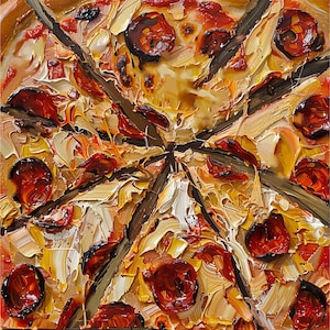Pizza Oil Painting On Canvas Food Original Canvas Artwork Pizza Impasto Art Kitchen Wall Art Gifts by ArtSenya