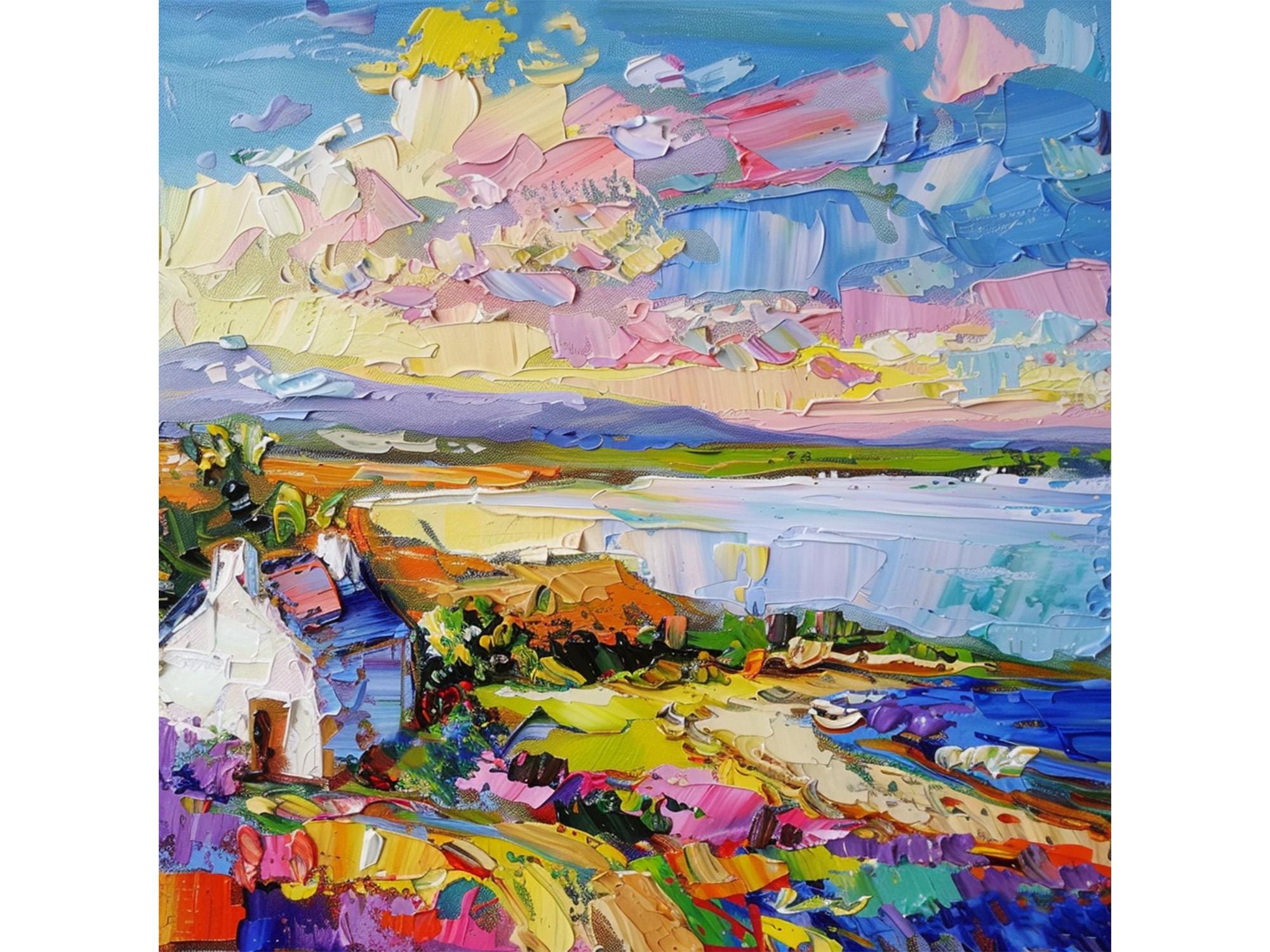 Irish Countryside Oil Painting Ireland Landscape Original Art Rustic ...