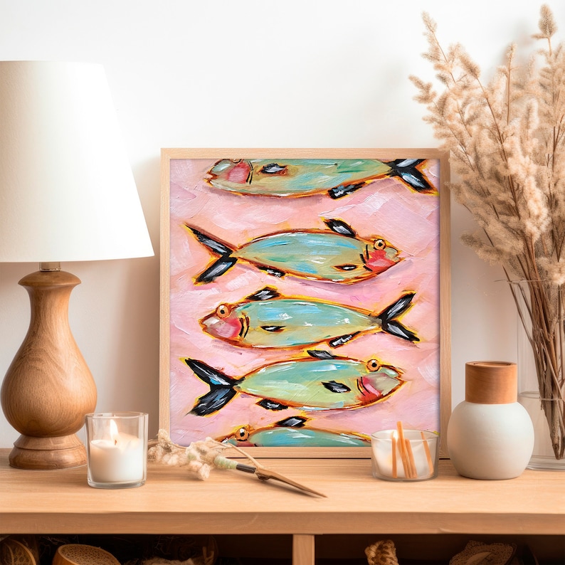 Sardine Fish Painting Animals Original Art Marine Artwork Kitchen Wall Art image 3