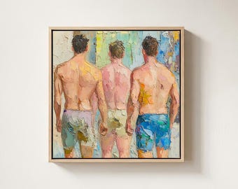 Male Figure Bodies Canvas Original Oil Painting Contemporary Figurative Wall Art by ArtSenya