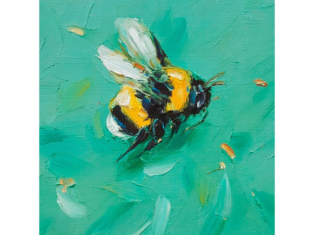 Bumblebee Original Canvas Oil Painting Textured Palette Knife Bee ...