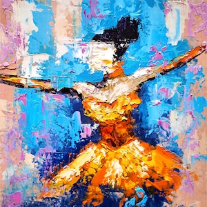 Ballerina Painting Woman Original Art Figurative Oil Painting Dancing Artwork 10&quot; by 10&quot; by ArtSenya