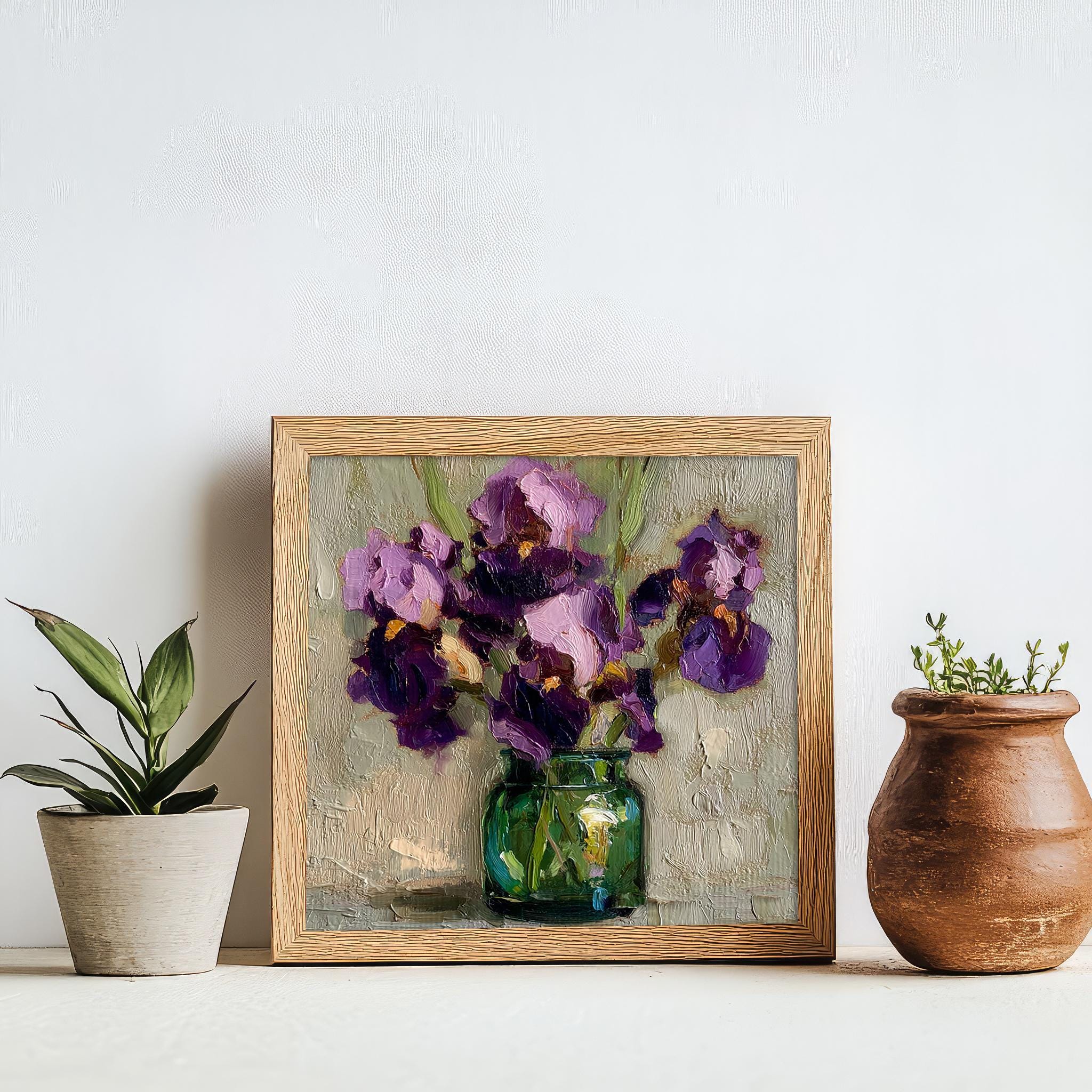 Impasto Purple Iris Oil Painting: Textured Floral Still Life Art - Etsy