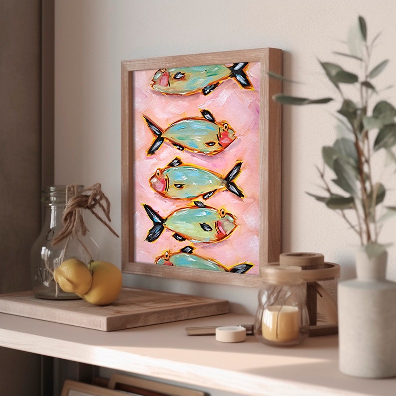 Sardine Fish Painting Animals Original Art Marine Artwork Kitchen Wall Art image 4