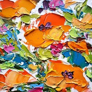Californië klaprozen Impasto olieverfschilderij abstracte bloemen originele kunst Californië muur kunst decor weide kunstwerk cadeaus voor haar door ArtSenya