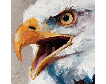 鷲のように立ち上がれオリジナル絵画、白頭鷲、オーロラと松林、青緑の