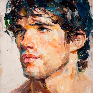 Male Portrait Large Oil Painting Gay Artwork Custom Portrait Gift by ArtSenya