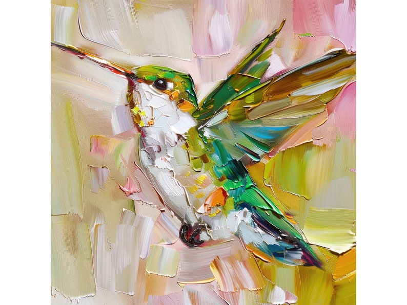 Hummingbird Painting Animal Original Art Birds Artwork Hummingbird Impasto Oil Wall Art Decor Personalized Gifts by ArtSenya Bild 1