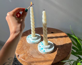 Candle Holder Made from Recycled Plastic | Handmade Eco Candlestick | Sustainable Aesthetic Taper for Home Decor & Universal Gift