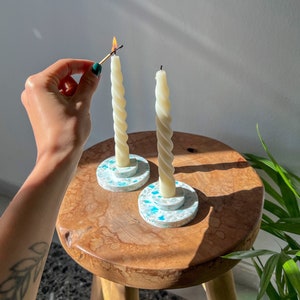 Candle Holder Made from Recycled Plastic Handmade Eco Candlestick Sustainable Aesthetic Taper for Home Decor & Universal Gift image 1