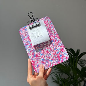 Mini Clipboard From Recycled Plastic | Handmade Eco Receipt Holder | Custom Sustainable Bill Holder Pad | Clip for Notes, Cafes, Restaurants