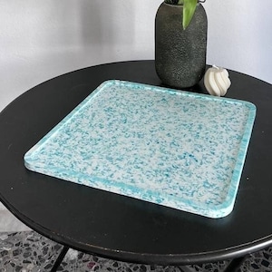 Handmade Tray 100% Recycled Plastic Square or Round Marble Terrazzo Style Centerpiece Decorative & Aesthetic Home Decor Custom Design zdjęcie 2