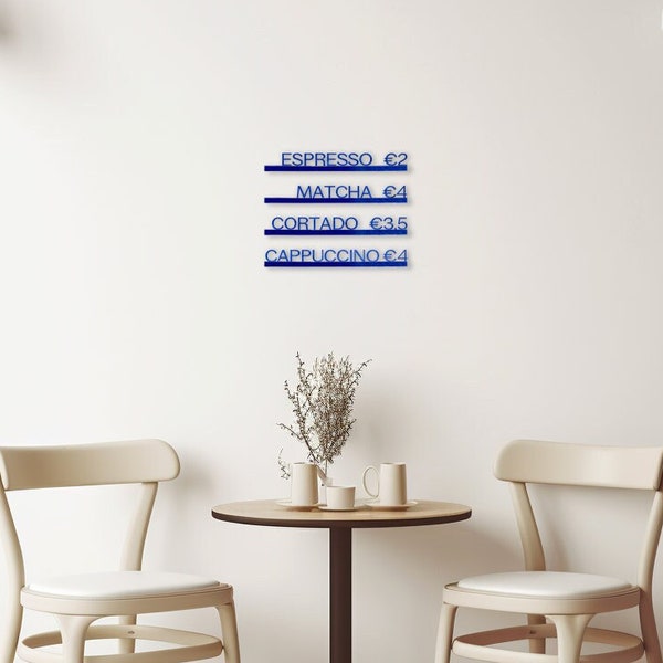 Tableau d'affichage de menu en plastique recyclé | Rails muraux durables sur mesure avec lettres modifiables pour les cafés, les écoles et les bureaux