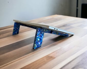 Handcrafted Recycled Plastic MacBook Laptop Stand | Lightweight and Eco-Friendly with Repurposed Rubber