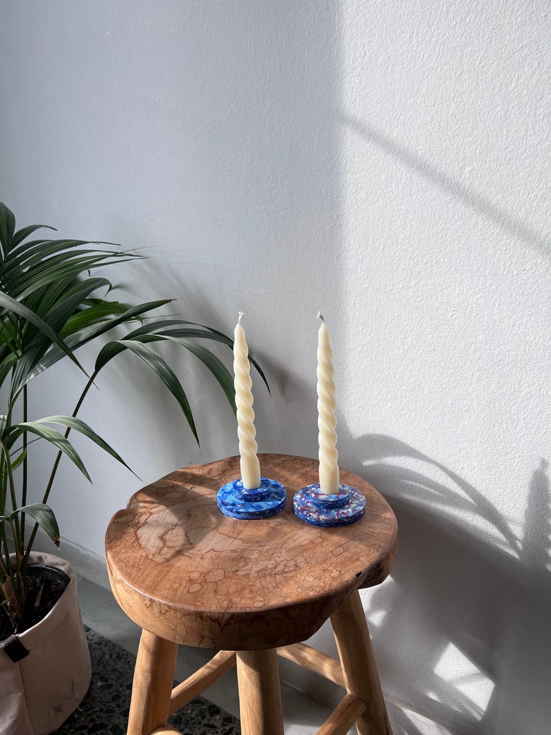 Candle Holder Made from Recycled Plastic Handmade Eco Candlestick Sustainable Aesthetic Taper for Home Decor & Universal Gift image 4