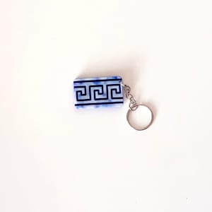 Eco-friendly Greek Charm | Meander Pattern Keychain Made of Recycled Plastic | Handmade of Sustainable Material