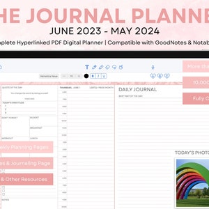 The Journal Planner | June 2023 - May 2024 | Digital Daily Planner and Journal | Compatabile with GoodNotes & Notability