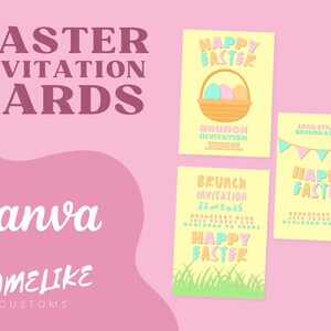 3 Oster-Einladungskarten | Digitale Canva Vorlage | Personalisierbare Karte für Ostern | Grußkarte