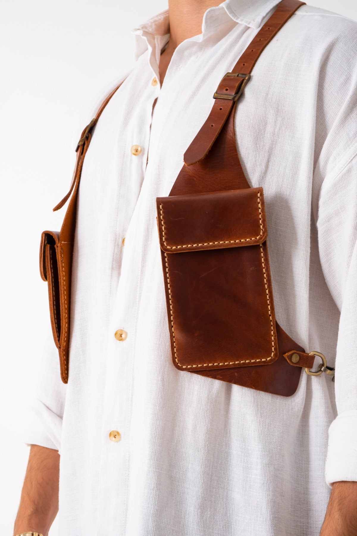 Camel Leather Shoulder Holster Bag Leather Festival Bag Etsy