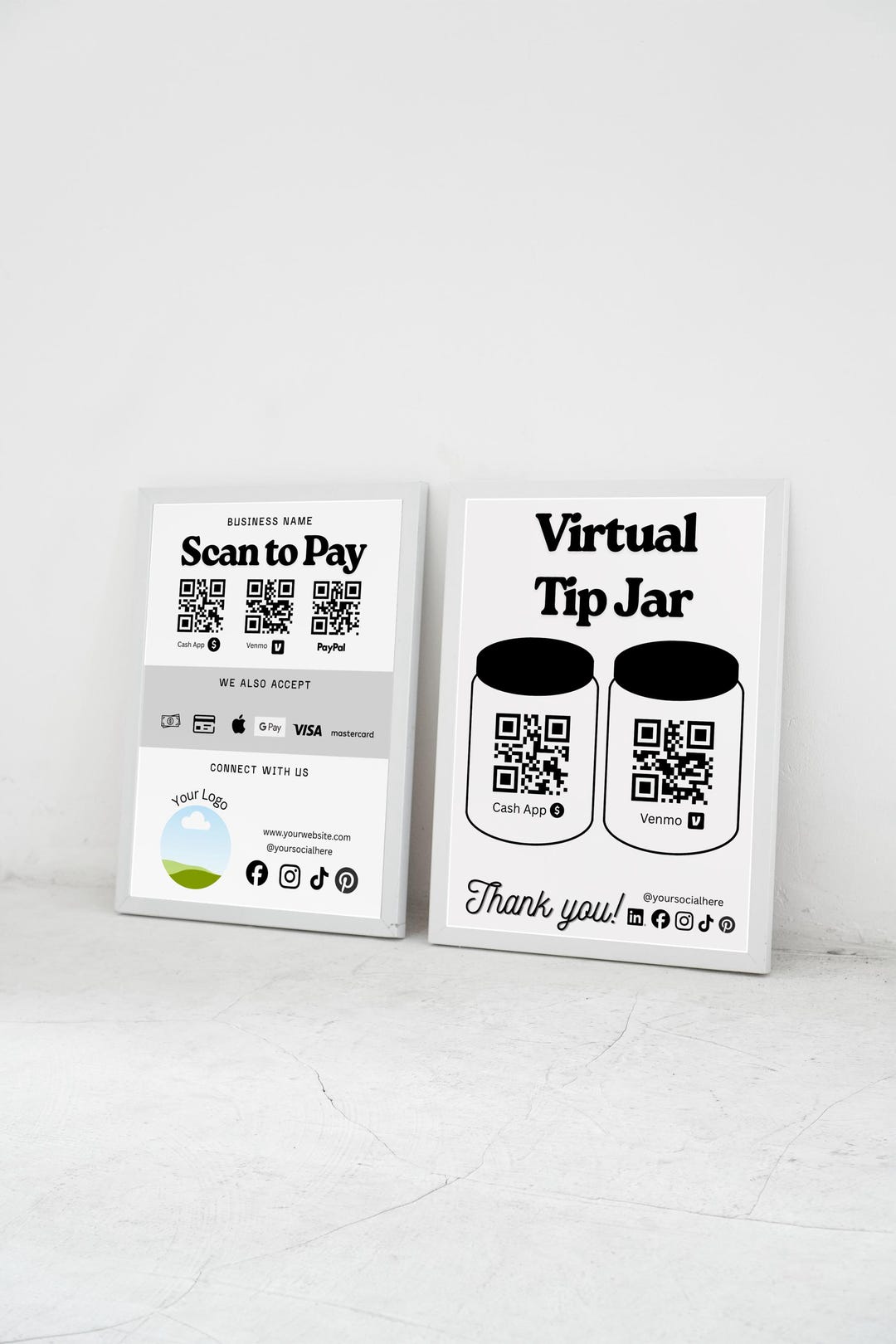 Virtual Tip Jar Template, QR Code Payment, Editable A3 (digital ...