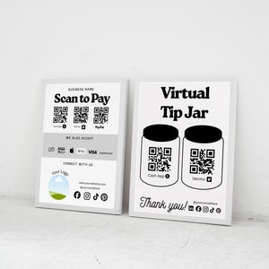 Virtual Tip Jar Template, QR Code Payment, Editable A3 (Digital Download)