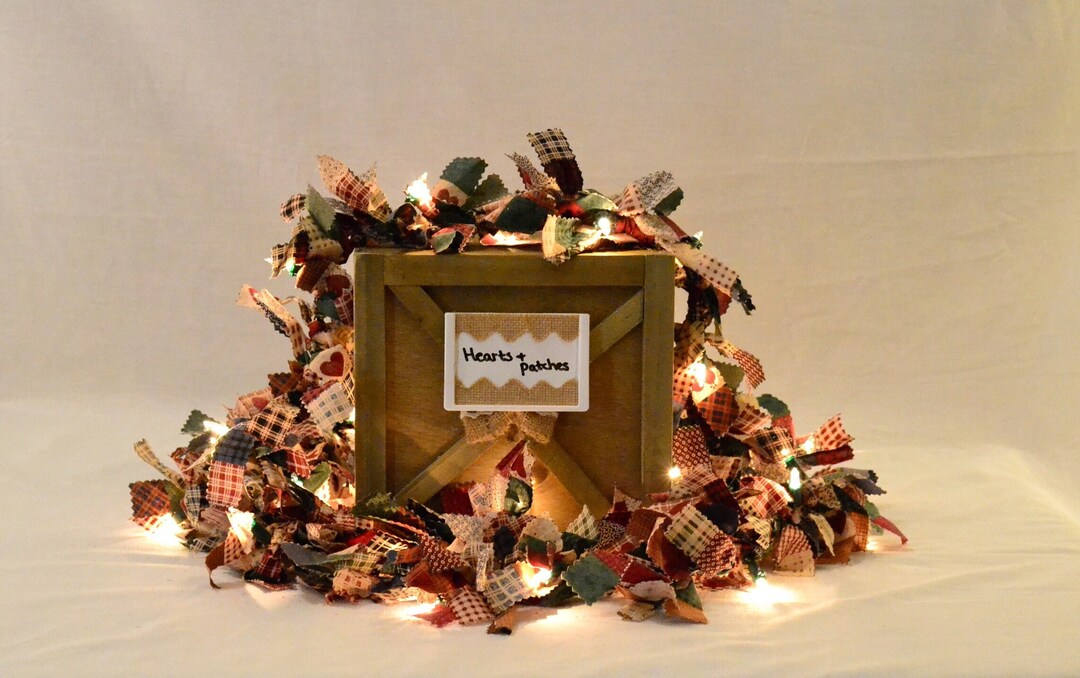 Rustic Lighted Ribbon Garland Collection Etsy