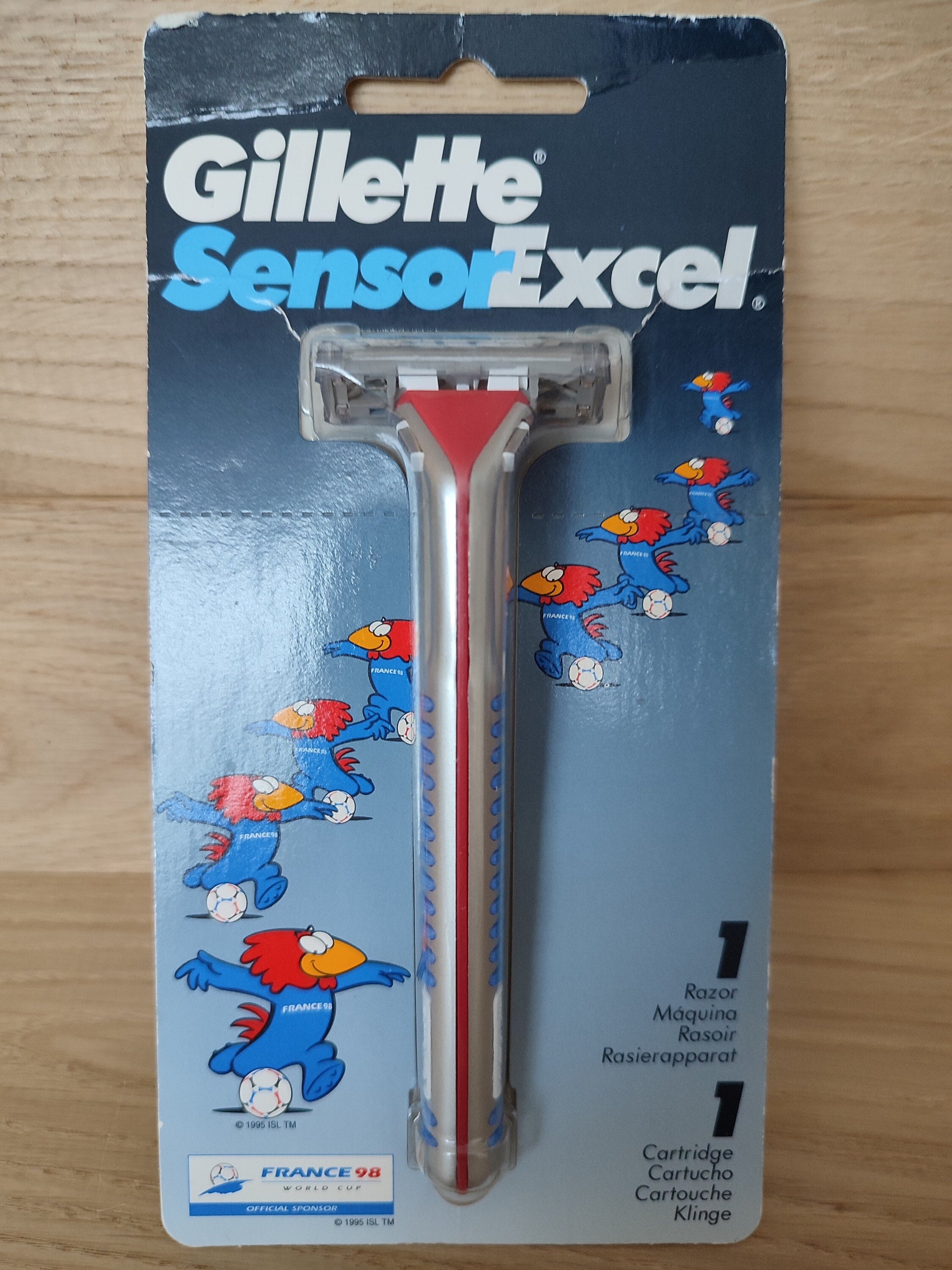 Vintage Gillette Sensor Excel set NOS con 1 cartucho Francia 98