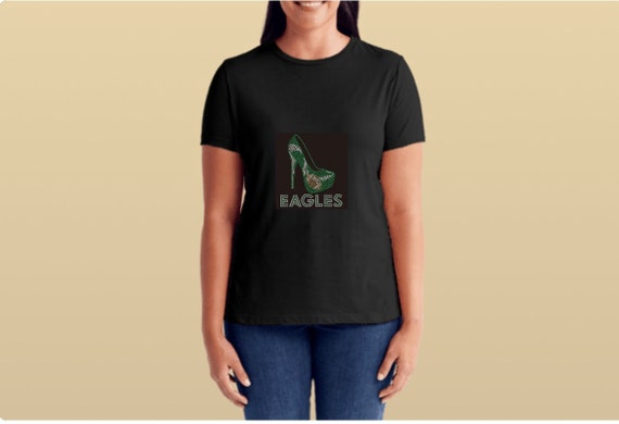Philadelphia Eagles Women Rhinestone Shirt Relaxed Style Stilletto Bling