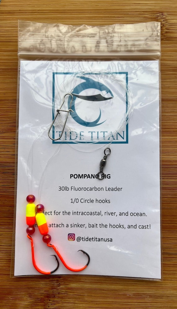 Single Pack 1 Pompano Rig by Tide Titan Saltwater Fishing Tackle Hi-low Rig Circle  Hooks Khale Hooks for Surf, Inshore, Offshore 