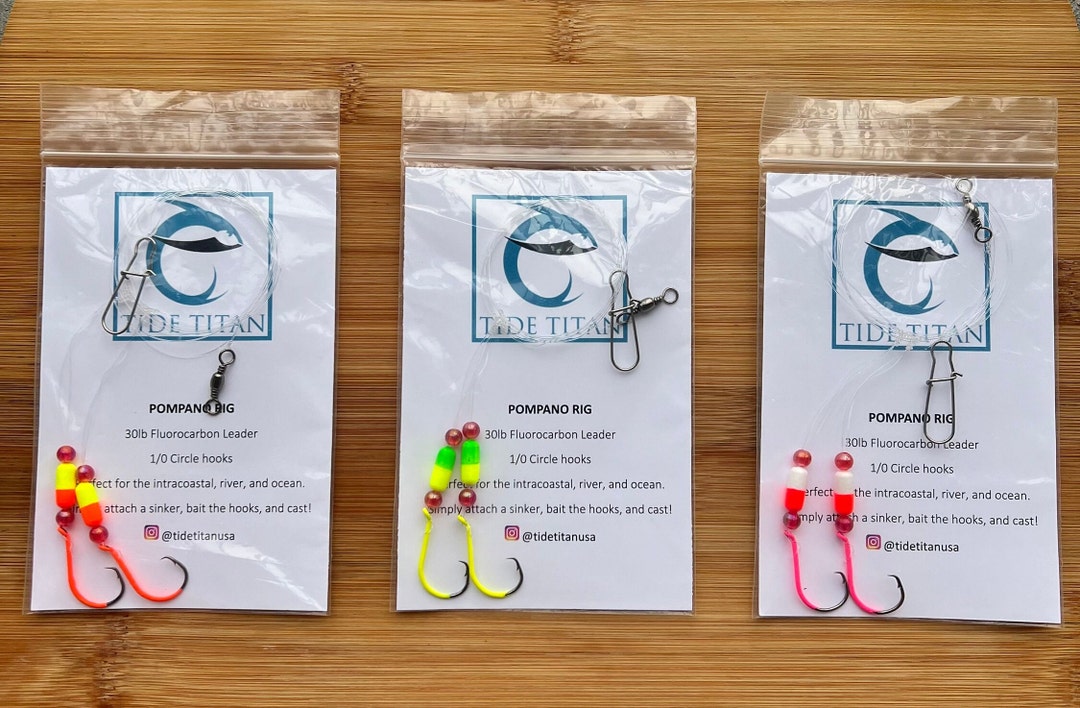 Ten Pack 10 Pompano Rigs by Tide Titan Saltwater Fishing Tackle Hilow Rig Circle Hooks Khale