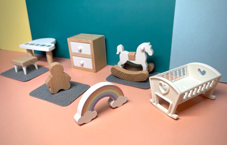 12-Piece Wooden Dollhouse Furniture Set – Miniature Toys For Kids – Unbranded