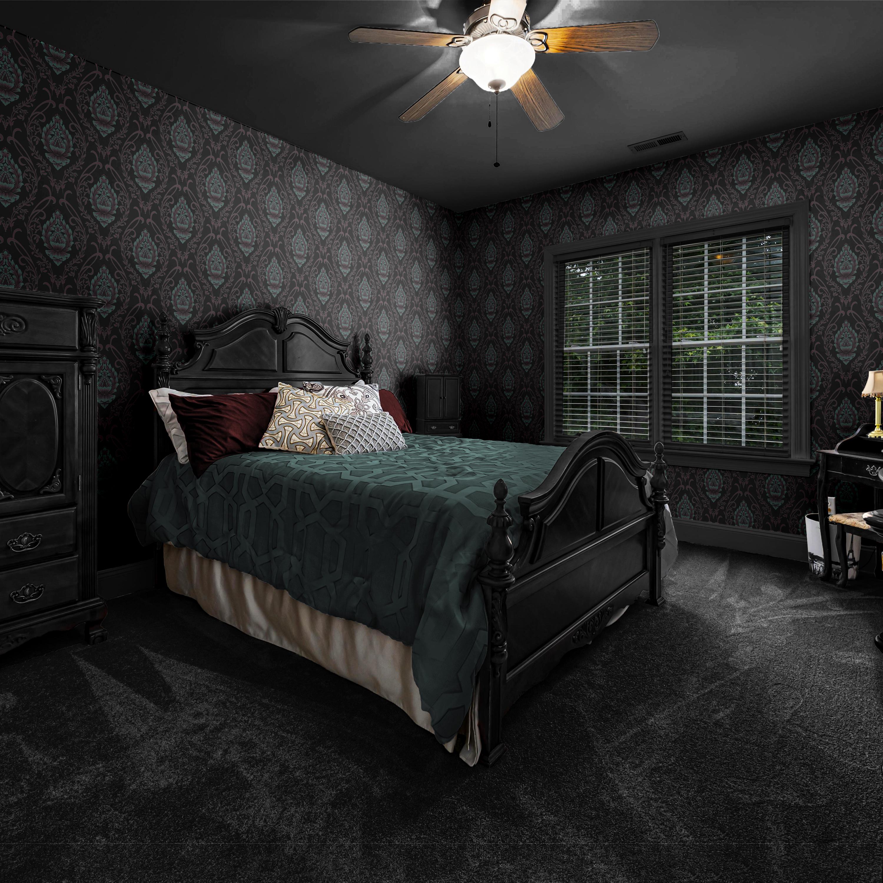 Dunkle Damast Tapete | Stimmungsvolles Vintage viktorianisches Schlafzimmer  Badezimmer | Abnehmbares Peel and Stick Vorgeklebte Midnight Gothic Black  Wallpaper - Etsy Schweiz, image size:3000x3000