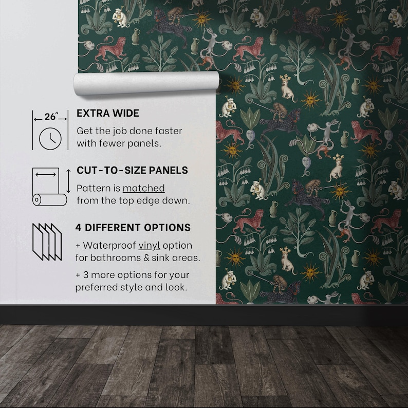 Buy Weird Medieval Wallpaper Moody Dark Green Bedroom Bathroom