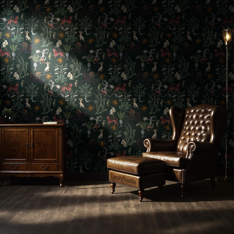 Buy Weird Medieval Wallpaper Moody Dark Green Bedroom Bathroom