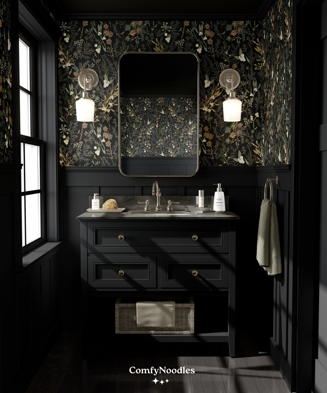 Dark Cottagecore Wallpaper Black Forest Maximalist Bedroom Bathroom