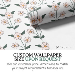 Retro Floral Wallpaper Botanical Boho Aesthetic Bedroom Bathroom Removable Peel and Stick, Prepasted Emerald Green Daisy Flower Decor image 9